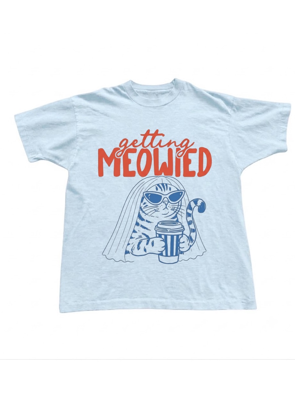 Gildan Getting Meowied Cat Graphic Tee - Light Blue